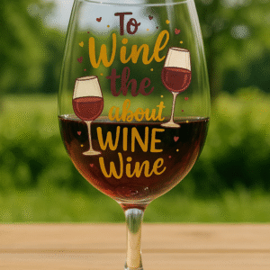 "To Wine About Wine" Whimsical Digital Wine Glass Design