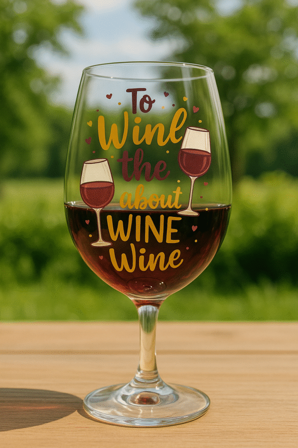 "To Wine About Wine" Whimsical Digital Wine Glass Design