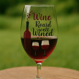 Romantic Wine Quote Design – "Wine Found and Wined" PNG for Digital Use
