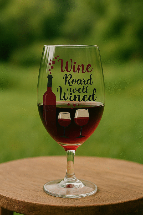 Romantic Wine Quote Design – "Wine Found and Wined" PNG for Digital Use