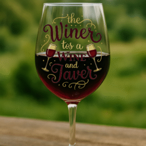 "The Winer Tis a Wine and Javer" – Funny Wine Quote Digital Design
