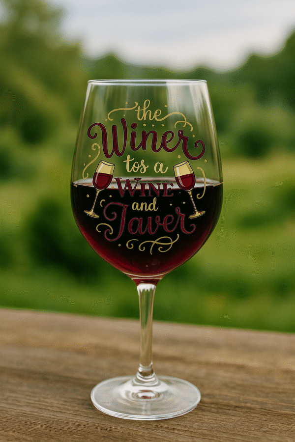 "The Winer Tis a Wine and Javer" – Funny Wine Quote Digital Design