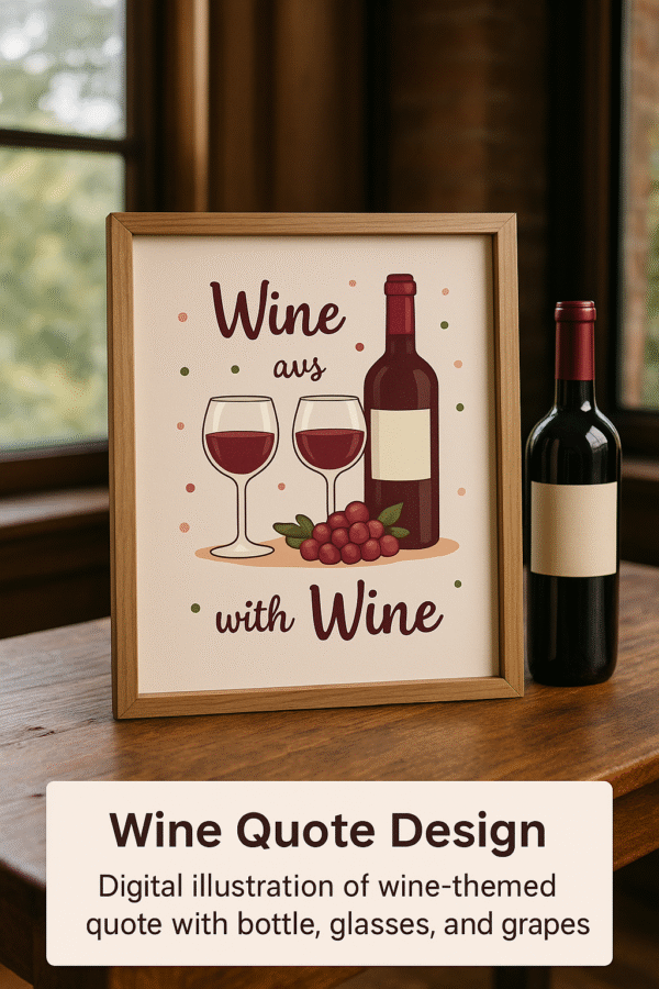 Wine Quote Digital Art – “Wine aus with Wine” - Image 2