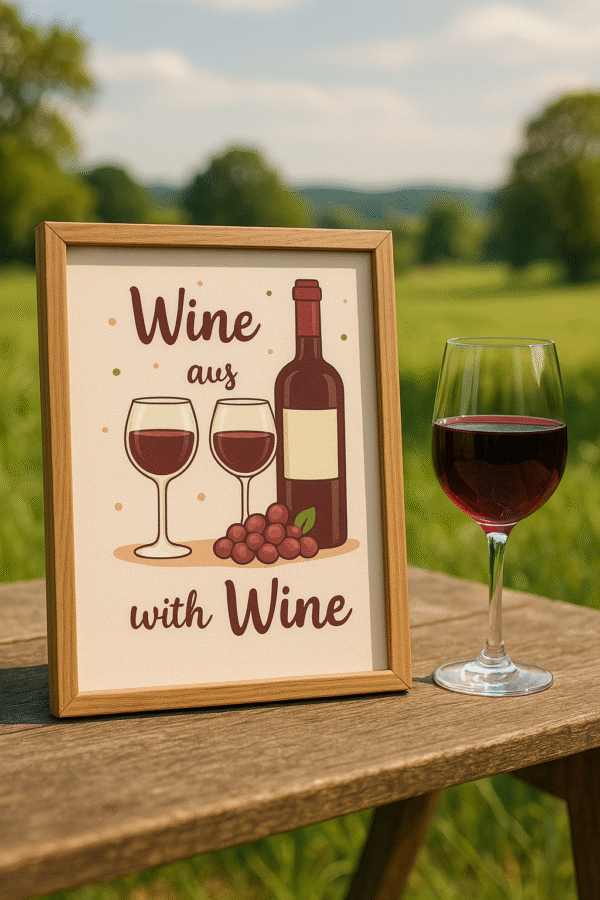 Wine Quote Digital Art – “Wine aus with Wine”
