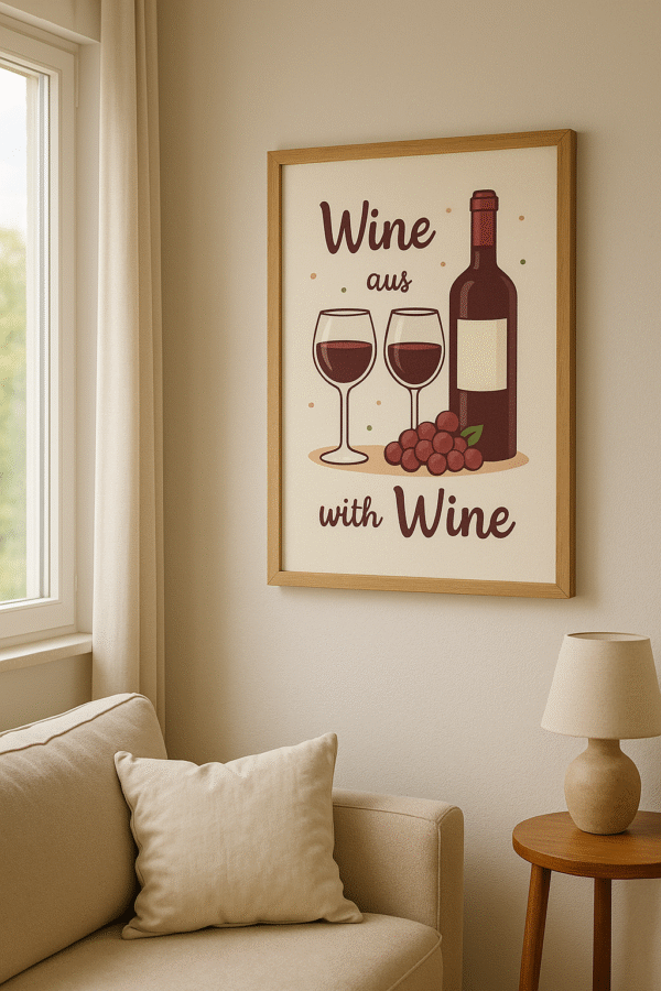 Wine Quote Digital Art – “Wine aus with Wine” - Image 3