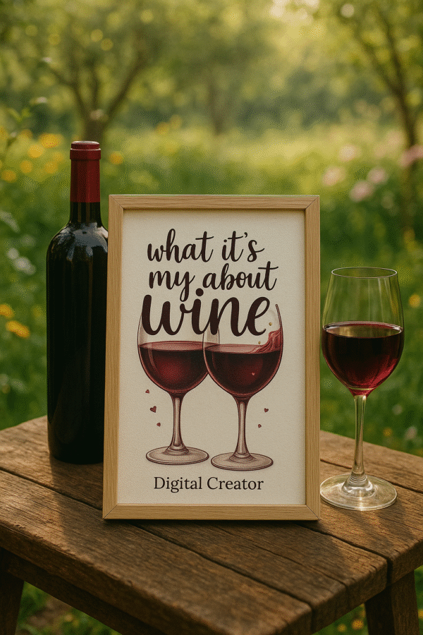 "What It's My About Wine" – Whimsical Wine Quote Digital Print