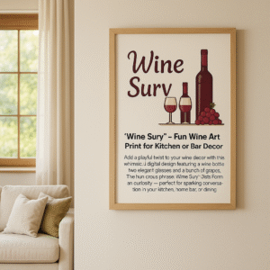 "Wine Surv – Fun Wine Art Print for Kitchen or Bar Decor"
