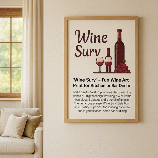"Wine Surv – Fun Wine Art Print for Kitchen or Bar Decor"