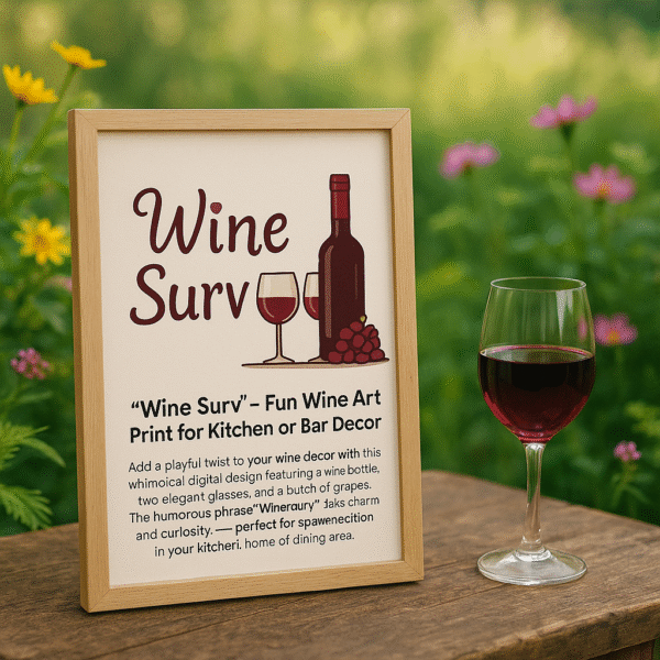 "Wine Surv – Fun Wine Art Print for Kitchen or Bar Decor" - Image 3