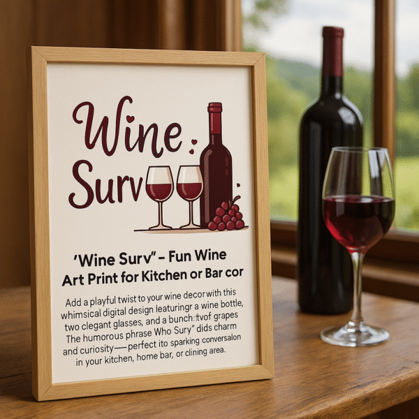 "Wine Surv – Fun Wine Art Print for Kitchen or Bar Decor" - Image 2