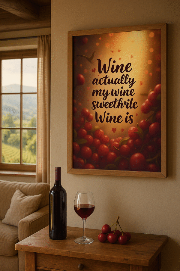 "Wine Actually" – Playful Wine Quote Art Print for Wine Lovers - Image 2