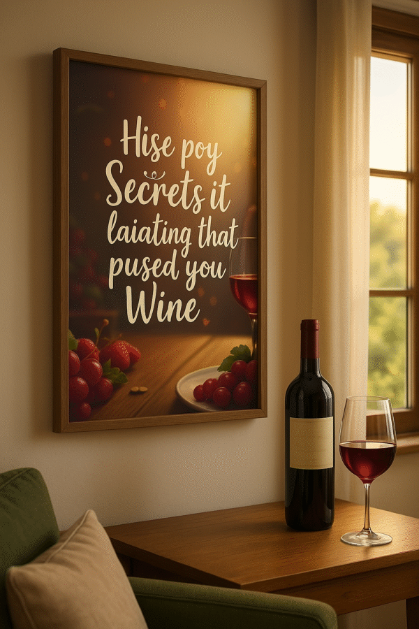 "Funny Wine Quote Wall Art – Elegant Design with Red Wine and Grapes"