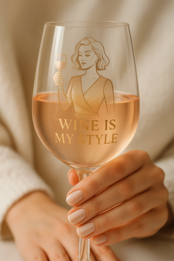 “Wine is my Smile” – Vintage Wine Lady Digital Art Print