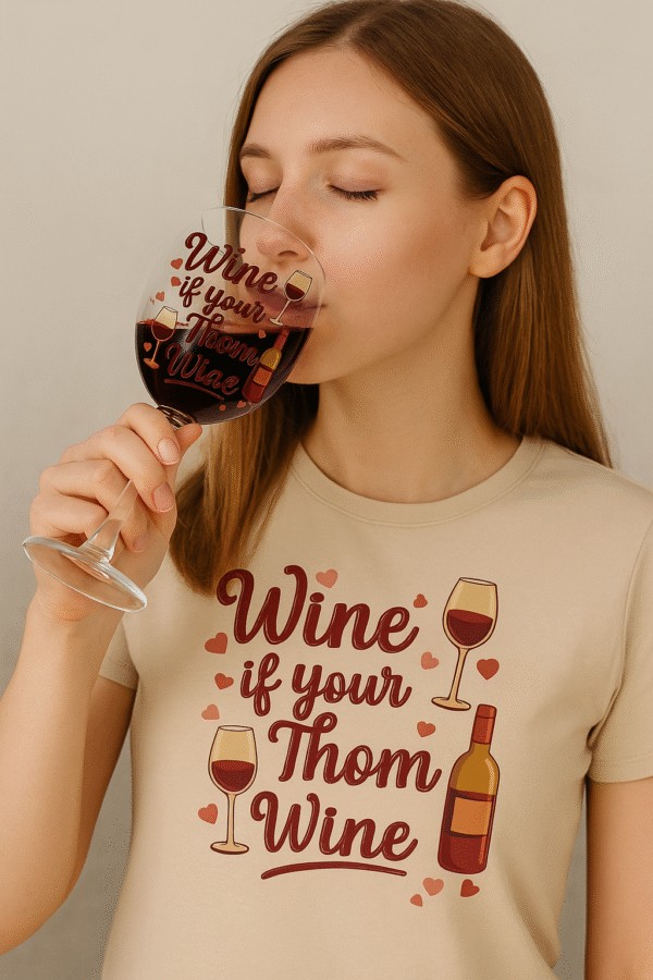 "Wine if Your Thom Wine" – Funny Digital Wine Quote Art - Image 2