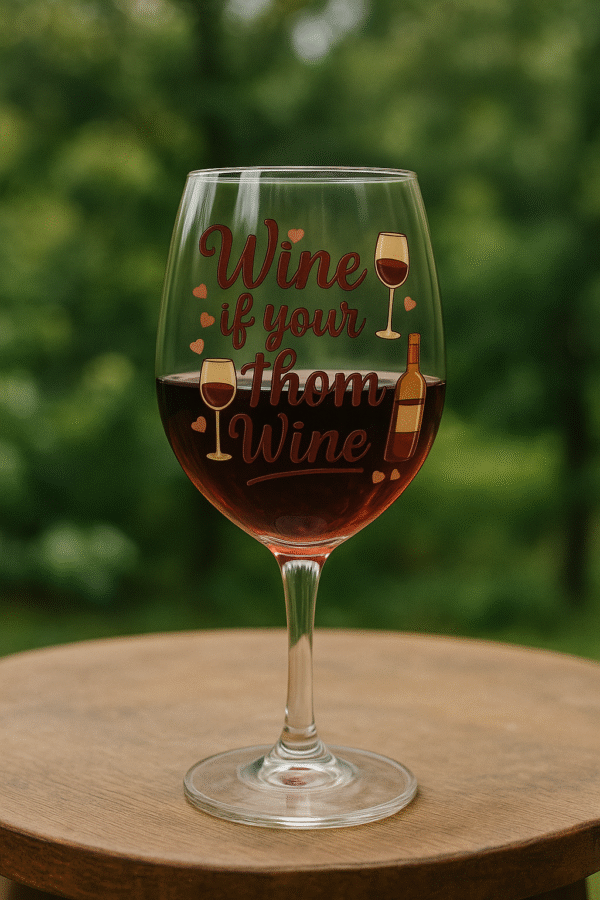"Wine if Your Thom Wine" – Funny Digital Wine Quote Art