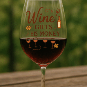 "Wine Gets His Money" – Funny Wine Quote Design for Glassware & Apparel