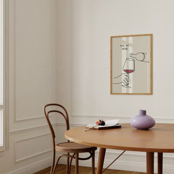 Minimalist Wine Art Print – "Tell Me When" Line Drawing - Image 4